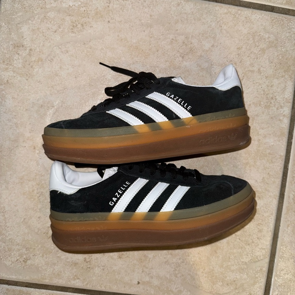 adidas Gazelle Platform Sneakers in Black, White & Brown